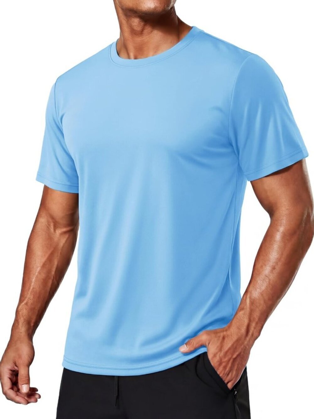 Men’s 07 Skyblue Quick-Dry Workout T-Shirt – Athletic Running Sun Protection - Picture 1 of 6